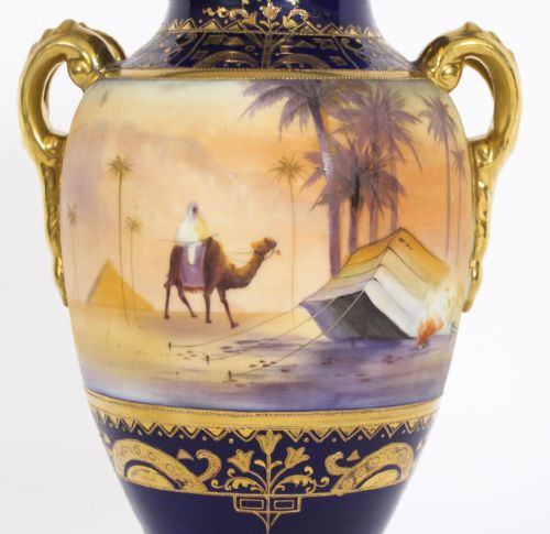 fig 2. Antique Pair Taisho Period Noritake Hand Painted Porcelain Vases C1920