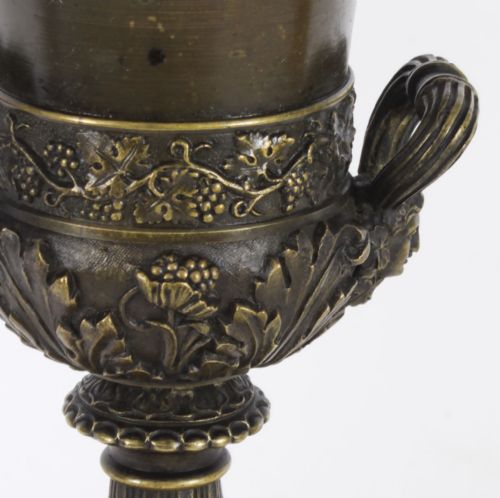 fig 4. Antique Pair Grand Tour Borghese Bronze & Siena Marble Campana Urns 19th C