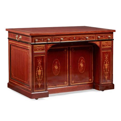 fig 1. Antique Victorian Inlaid Mahogany Architects Desk by Edwards & Roberts 19th C