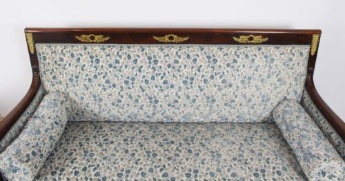 fig 3. Antique French Empire Ormolu Mounted Flame Mahogany Sofa 19th C