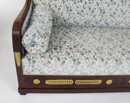 fig 7. Antique French Empire Ormolu Mounted Flame Mahogany Sofa 19th C