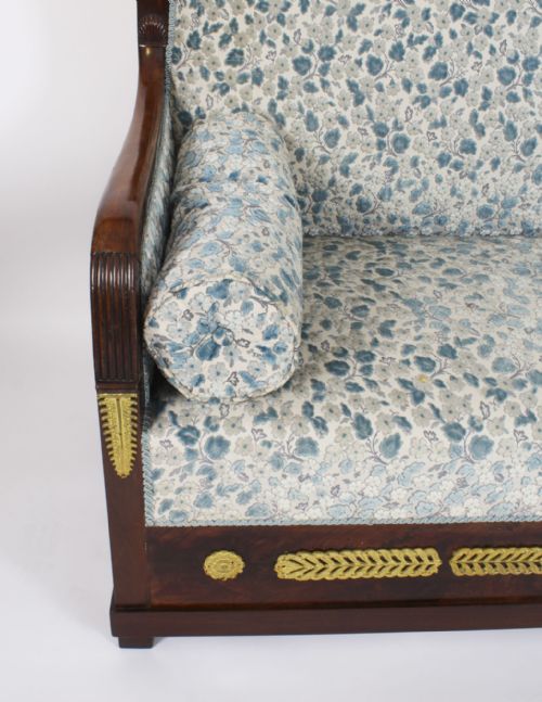 fig 8. Antique French Empire Ormolu Mounted Flame Mahogany Sofa 19th C