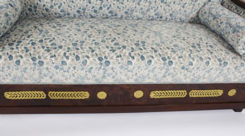 fig 9. Antique French Empire Ormolu Mounted Flame Mahogany Sofa 19th C