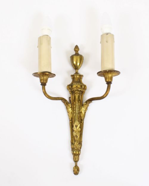 fig 1. Antique Set 4 Adam Revival Omolu Twin Branch Wall Lights C1920