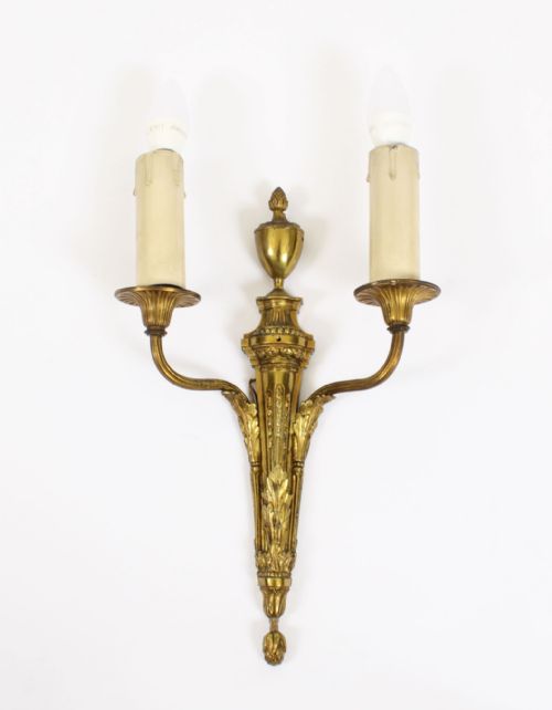 fig 2. Antique Set 4 Adam Revival Omolu Twin Branch Wall Lights C1920