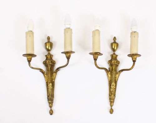 fig 3. Antique Set 4 Adam Revival Omolu Twin Branch Wall Lights C1920