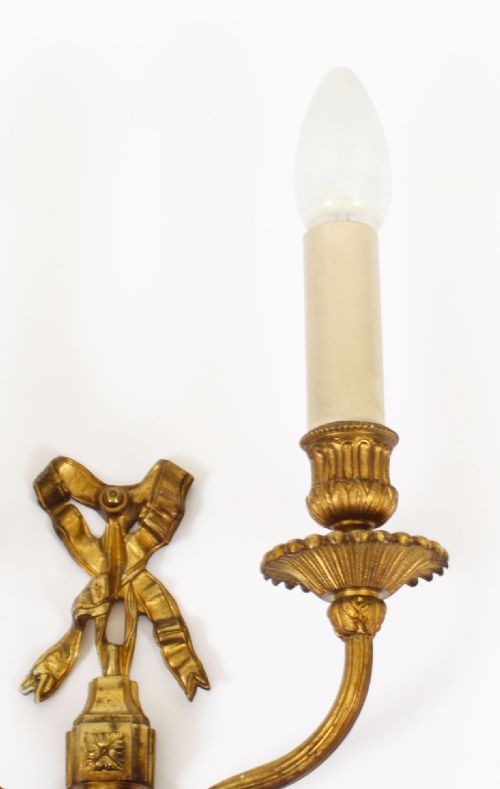 fig 3. Antique Pair Ormolu Wall Lights Appliques Circa 1920