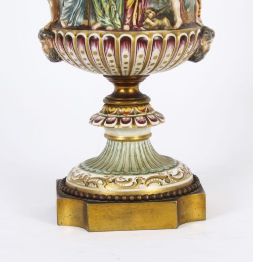 ANTIQUE ITALIAN NAPLES CAPODIMONTE URN 19TH C - ADDITIONAL PHOTO 3