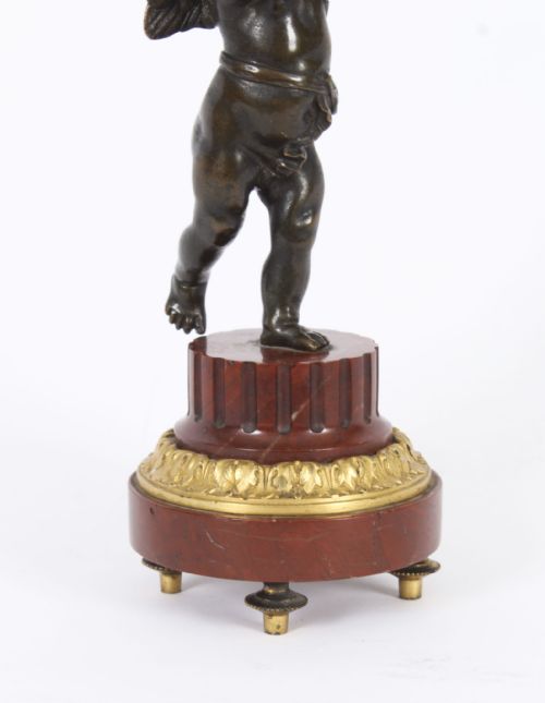 fig 3. Antique French Ormolu & Patinated Bronze Cherub Candle Stick 19th C