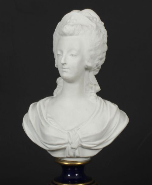 fig 1. Antique Sevres Bisque Porcelain Bust Marie Antoinette 19th C