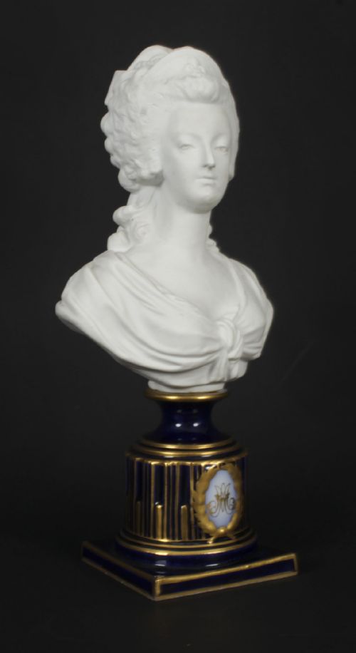 fig 2. Antique Sevres Bisque Porcelain Bust Marie Antoinette 19th C