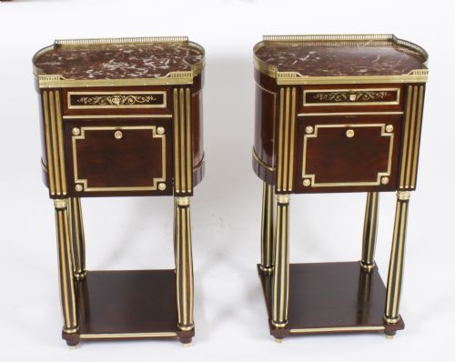 fig 1. Antique Pair French Empire Mahogany Bedside Cabinets 19th Century