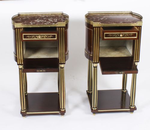 fig 2. Antique Pair French Empire Mahogany Bedside Cabinets 19th Century