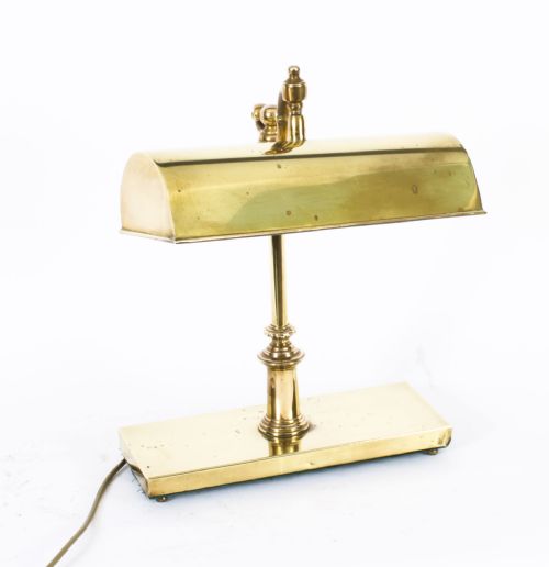 Antique Art Deco Artuculated Brass Bankers Lamp Desk Lamp Circa 1920