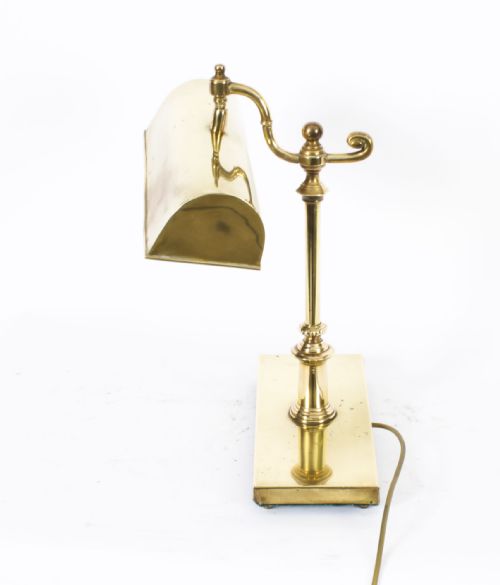 fig 1. Antique Art Deco Artuculated Brass Bankers Lamp Desk Lamp Circa 1920