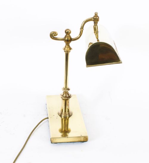 fig 2. Antique Art Deco Artuculated Brass Bankers Lamp Desk Lamp Circa 1920