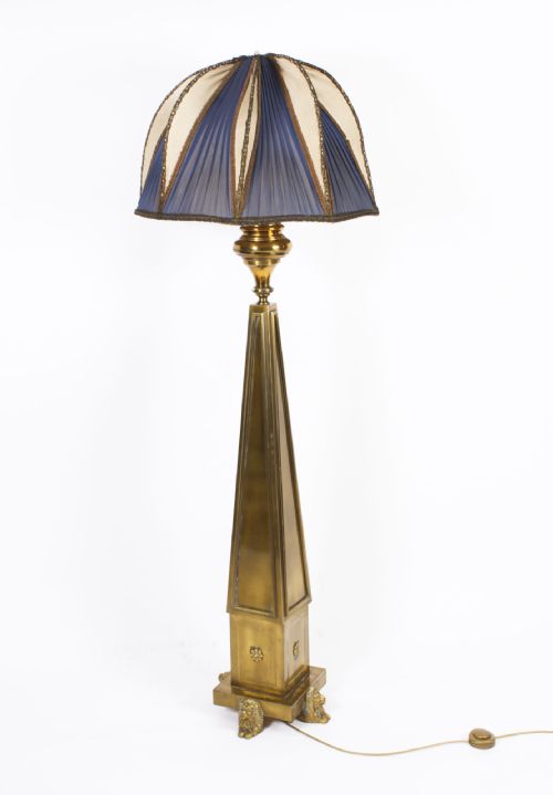 fig 1. Antique French Art Deco Standard Lamp with Shade Circa 1920