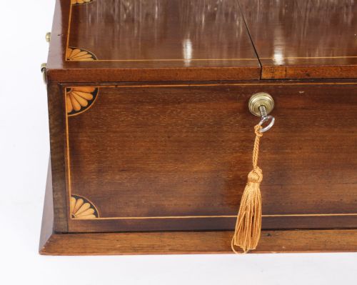 fig 6. Antique Inlaid Three Cut Crystal Decanter Tantalus & Games 19th C