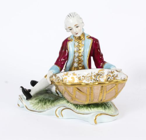 fig 1. Antique Pair Meissen Dresden Table Salts C1900