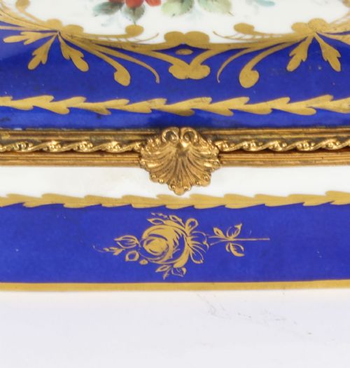 fig 3. Antique Limoges Royal Blue Ormolu Mounted Casket Box 19h C