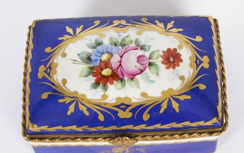 fig 4. Antique Limoges Royal Blue Ormolu Mounted Casket Box 19h C