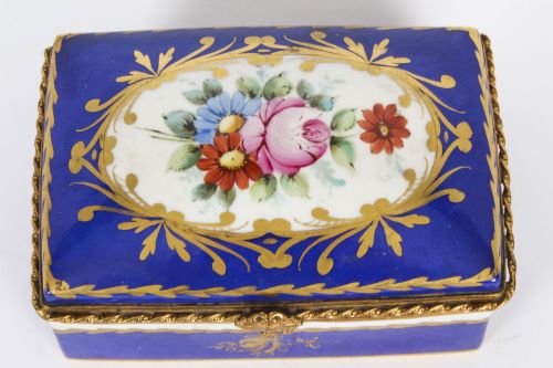 fig 5. Antique Limoges Royal Blue Ormolu Mounted Casket Box 19h C