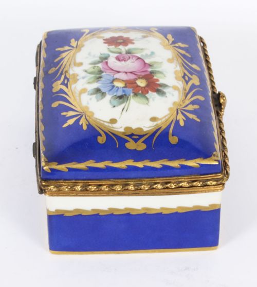 fig 6. Antique Limoges Royal Blue Ormolu Mounted Casket Box 19h C