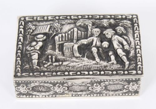fig 1. Antique Spanish Silver Pill Snuff Box Circa 1900