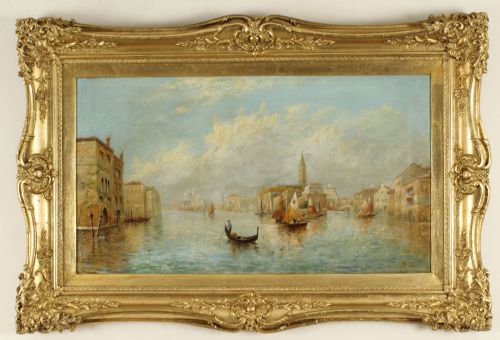 Antique Oil Painting "On the Grand Canal" by James Salt 1850-1903