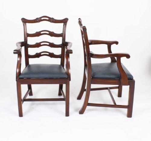fig 1. Antique Set of 10 Chippendale Ladderback Dining Chairs 19th Century