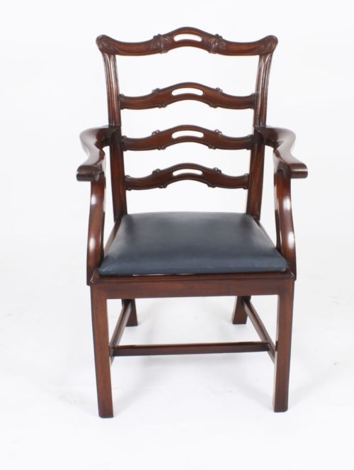 fig 2. Antique Set of 10 Chippendale Ladderback Dining Chairs 19th Century