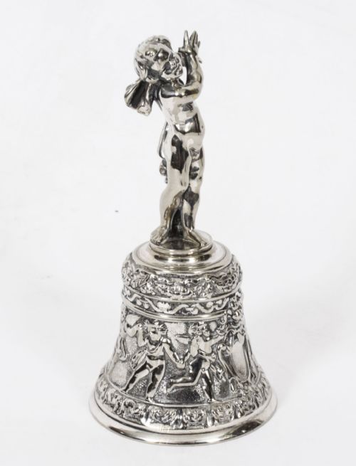 ANTIQUE SILVER PLATED HAND BELL RENAISSANCE REVIVAL 19TH CENTURY - ADDITIONAL PHOTO 2