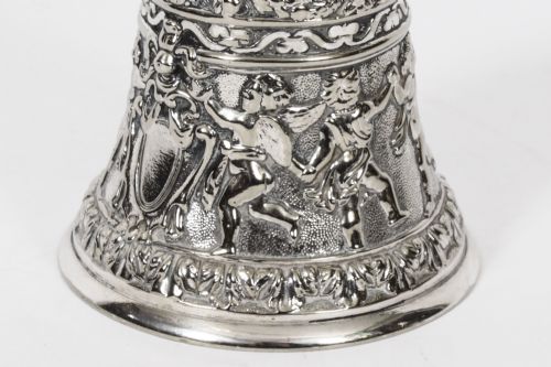 ANTIQUE SILVER PLATED HAND BELL RENAISSANCE REVIVAL 19TH CENTURY - ADDITIONAL PHOTO 4