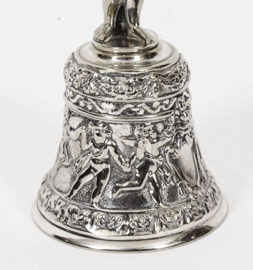 ANTIQUE SILVER PLATED HAND BELL RENAISSANCE REVIVAL 19TH CENTURY - ADDITIONAL PHOTO 5