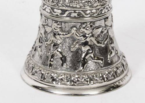 ANTIQUE SILVER PLATED HAND BELL RENAISSANCE REVIVAL 19TH CENTURY - ADDITIONAL PHOTO 6