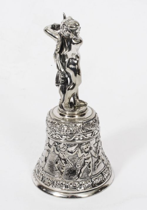 ANTIQUE SILVER PLATED HAND BELL RENAISSANCE REVIVAL 19TH CENTURY - ADDITIONAL PHOTO 9