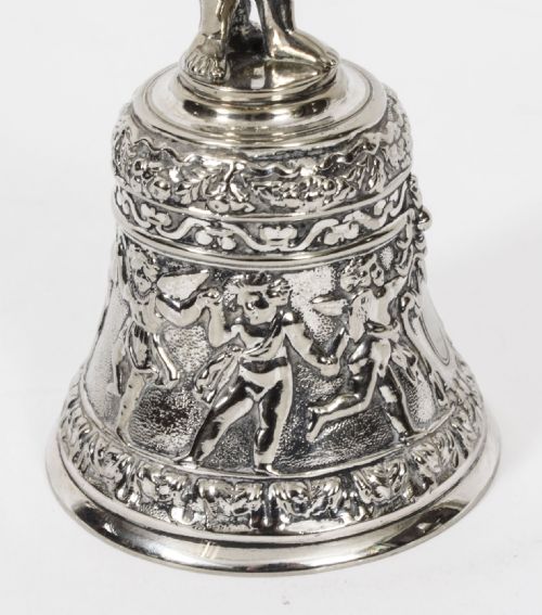 ANTIQUE SILVER PLATED HAND BELL RENAISSANCE REVIVAL 19TH CENTURY - ADDITIONAL PHOTO 11