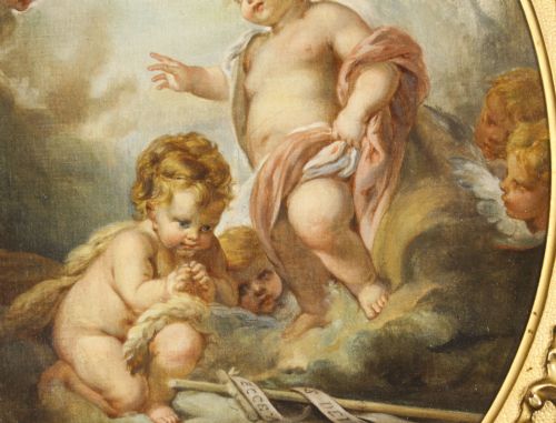 fig 2. Antique Painting Boy Jesus In Florentine Frame 19th Century