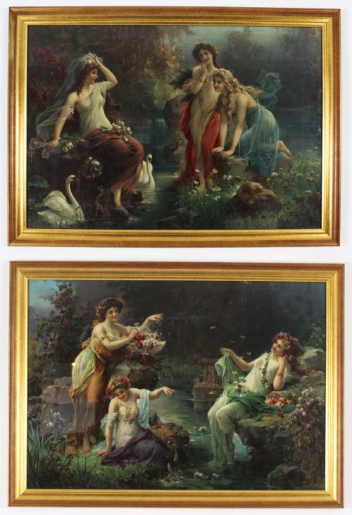 Antique Pair Art Nouveau Pears Prints Gilded Frames 19th C