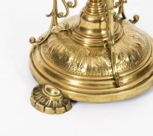 ANTIQUE VICTORIAN BRASS STANDARD LAMP 19TH C - ADDITIONAL PHOTO 1