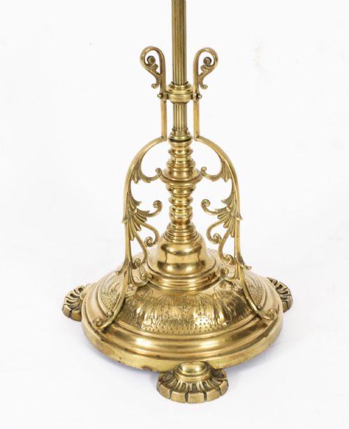 ANTIQUE VICTORIAN BRASS STANDARD LAMP 19TH C - ADDITIONAL PHOTO 2