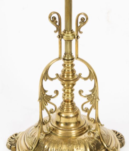 ANTIQUE VICTORIAN BRASS STANDARD LAMP 19TH C - ADDITIONAL PHOTO 3