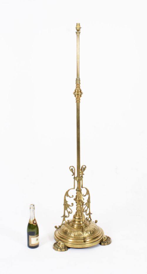 ANTIQUE VICTORIAN BRASS STANDARD LAMP 19TH C - ADDITIONAL PHOTO 5