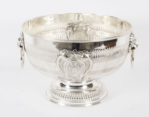 Antique Victorian Silver Plate on Copper Punch Bowl / Wine Cooler 19th C