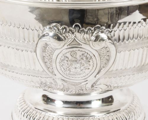 fig 1. Antique Victorian Silver Plate on Copper Punch Bowl / wine Cooler 19th C