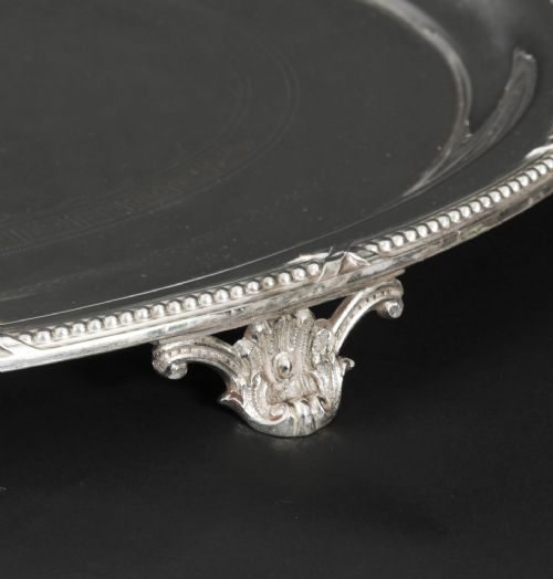 ANTIQUE LARGE GERMAN OVAL SILVER PLATED TRAY PETERS HAMBURG 19TH C - ADDITIONAL PHOTO 5