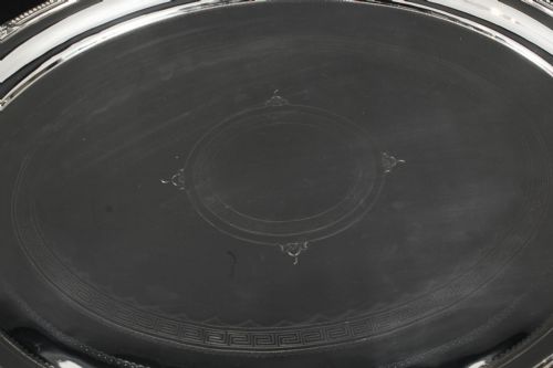 ANTIQUE LARGE GERMAN OVAL SILVER PLATED TRAY PETERS HAMBURG 19TH C - ADDITIONAL PHOTO 8
