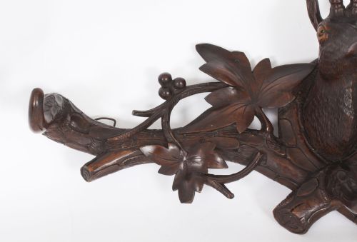 ANTIQUE HAND CARVED BLACK FOREST CHAMOIS GOAT'S HEAD HAT COAT RACK 19TH C - ADDITIONAL PHOTO 7