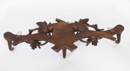 ANTIQUE HAND CARVED BLACK FOREST CHAMOIS GOAT'S HEAD HAT COAT RACK 19TH C - ADDITIONAL PHOTO 11