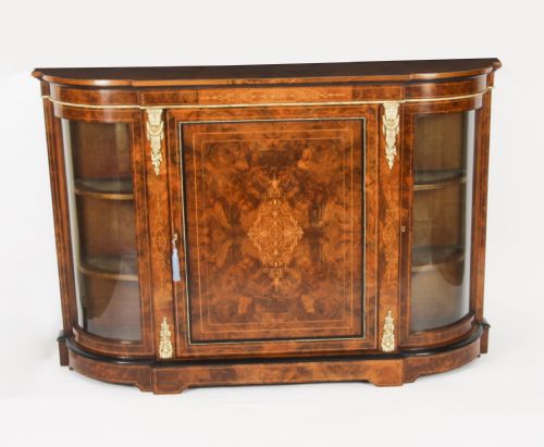 fig 1. Antique Victorian Walnut Ebonised & Marquetry Credenza 19th C